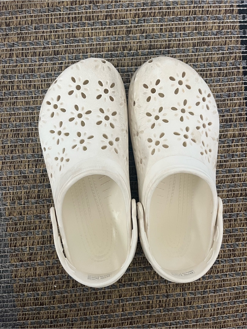 White Floral Crocs